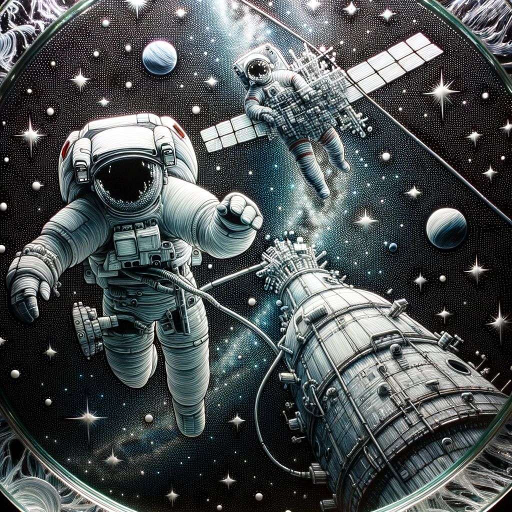 an astronaut, glass painting